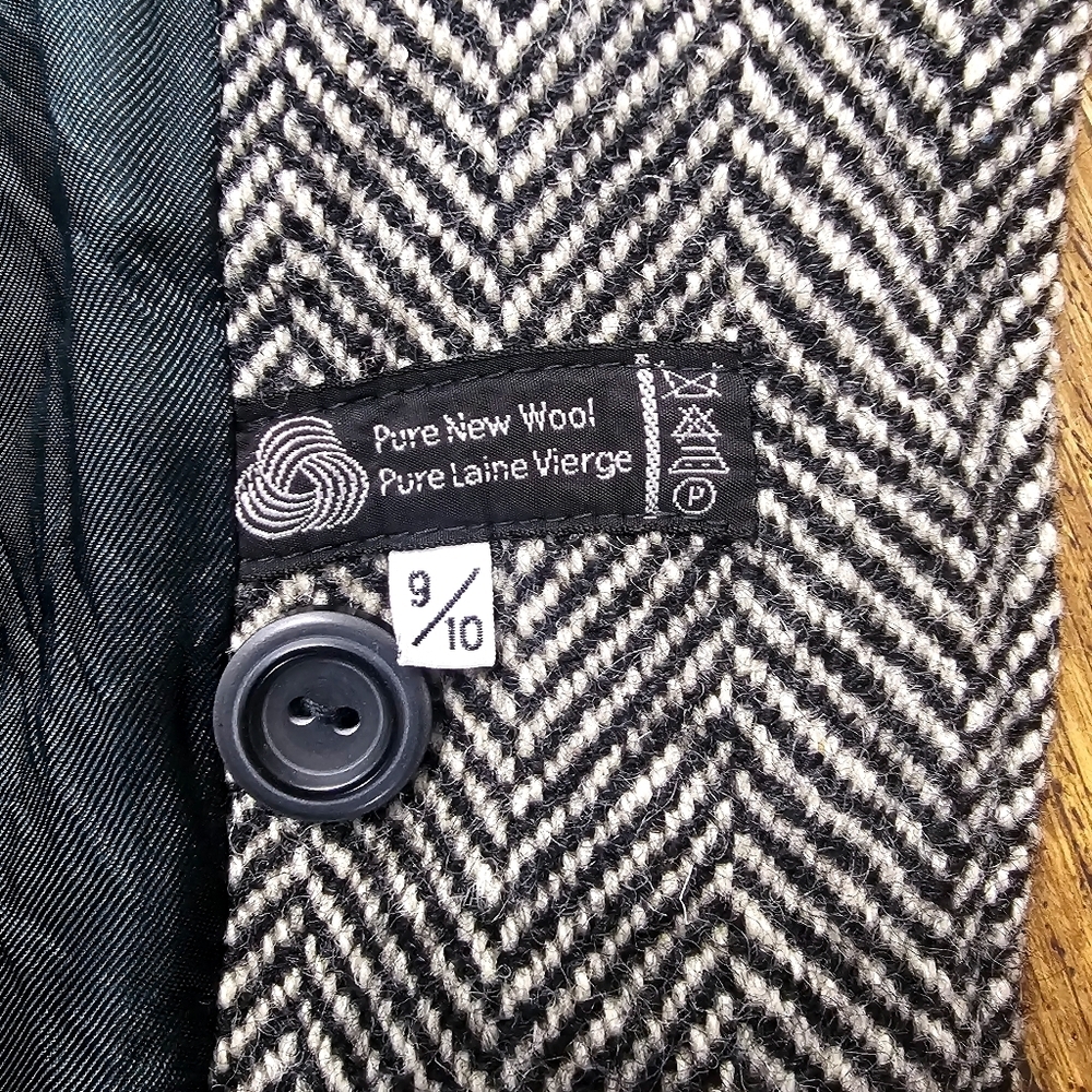 Women's Black and White Pea Coat - Picture 2 of 15